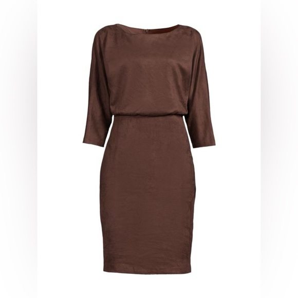 J.MCLAUGHLIN Tinley 3/4 Sleeve Sheath Dress mocha size small - Picture 3 of 8